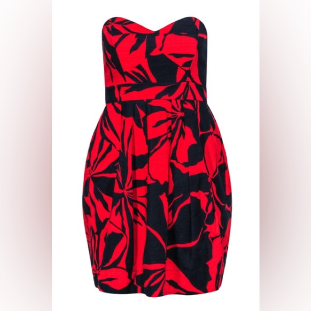 Shoshanna Mia Tropical Print Strapless Dress Size 0 (see measurements)